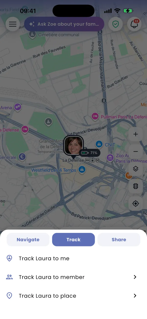 Route sheet: choose Track